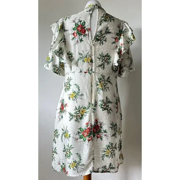 Zara Floral Mini Dress Chocker Neck Ruffle Detail M, L, XL - Picture 4 of 4